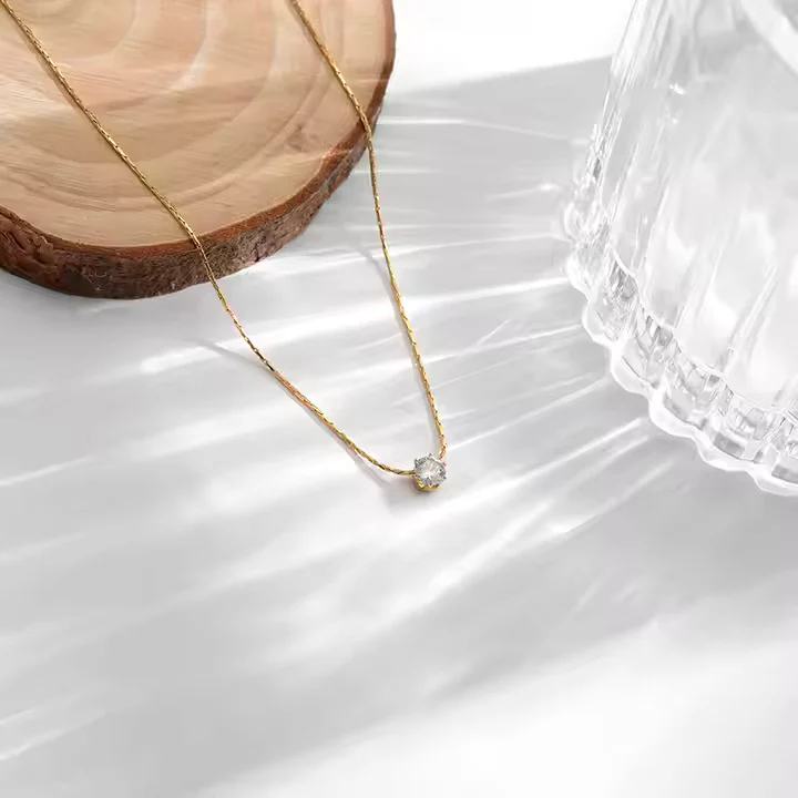 Dainty Solitaire Necklace - Image 2