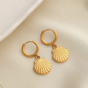 Gold Shell Hoop Earrings