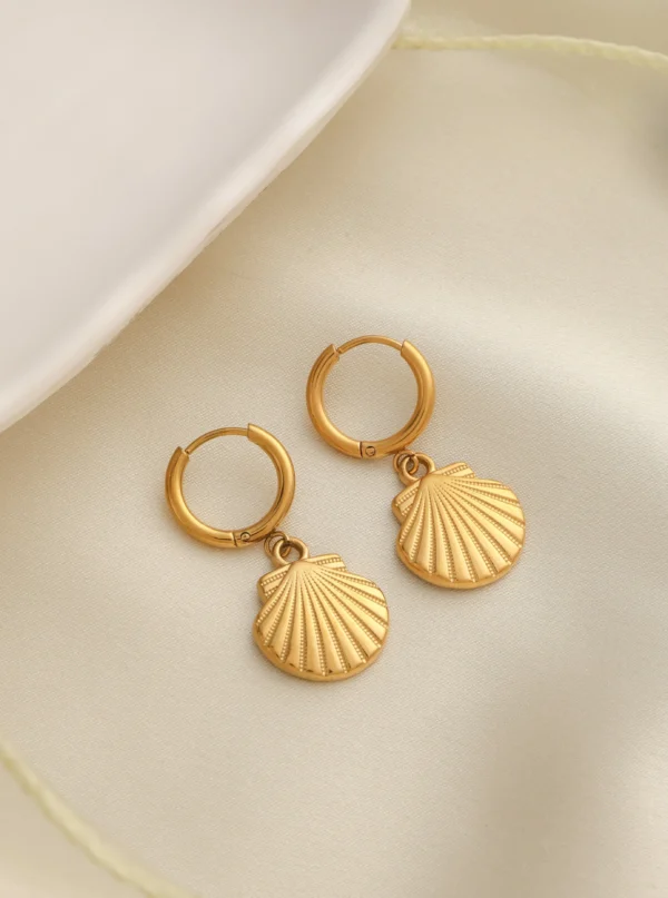 Gold Shell Hoop Earrings